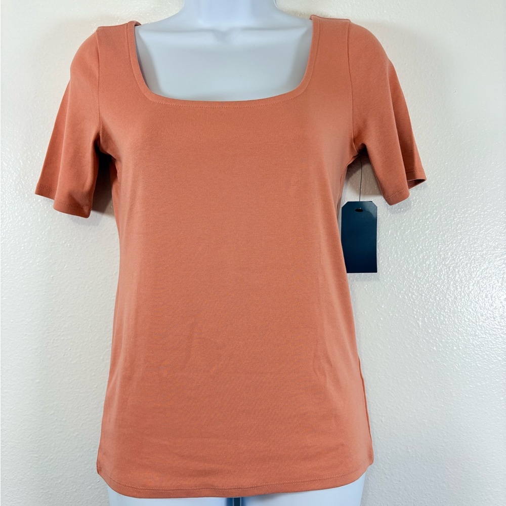 NWT Melrose and Market Terracotta Square Neck Tee SZS Casual Layering Soft
